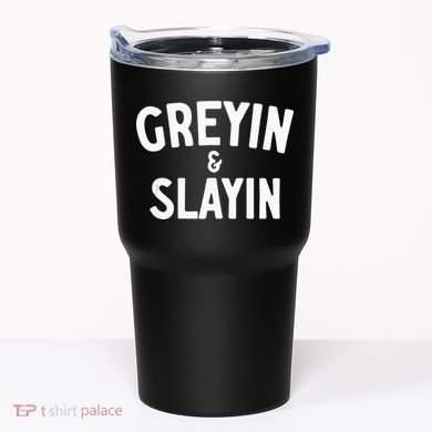 Funny Graying And Slaying Workout Gym Tumbler