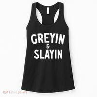 Funny Graying And Slaying Workout Gym Women's Tank Top thumb 0