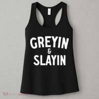 Funny Graying And Slaying Workout Gym Women's Tank Top thumb 3