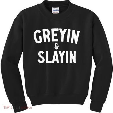 Funny Graying And Slaying Workout Gym Kids Sweatshirt