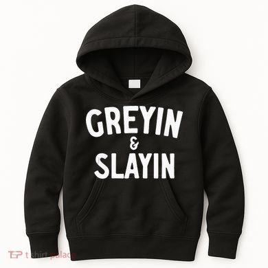 Funny Graying And Slaying Workout Gym Kids Hoodie