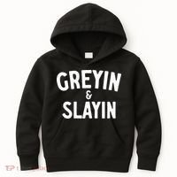 Funny Graying And Slaying Workout Gym Kids Hoodie thumb 0