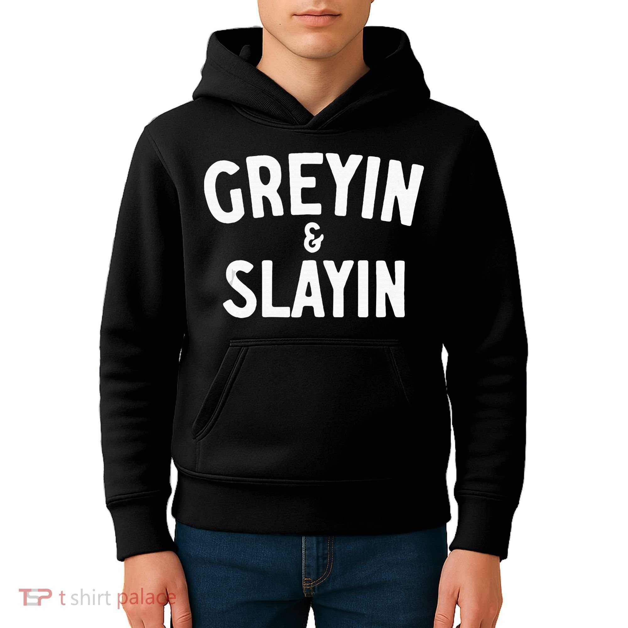 Funny Graying And Slaying Workout Gym Kids Hoodie
