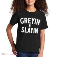 Funny Graying And Slaying Workout Gym Kids T-Shirt thumb 2