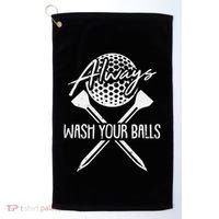 Funny Golf Always Wash Your Balls Retro Golfing Gift Golf Towel thumb 0
