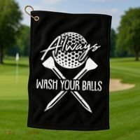 Funny Golf Always Wash Your Balls Retro Golfing Gift Golf Towel thumb 1