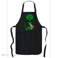 Funny Green Alien Eat Pizza Say Hi Aliens Picture Apron thumb 0