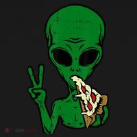Funny Green Alien Eat Pizza Say Hi Aliens Picture Visor thumb 3