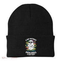 Funny Ghost A Day Without Pickleball Is Boo Sheet Beanie thumb 0