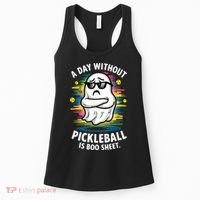 Funny Ghost A Day Without Pickleball Is Boo Sheet Women's Tank Top thumb 0