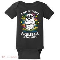 Funny Ghost A Day Without Pickleball Is Boo Sheet Baby Bodysuit thumb 0
