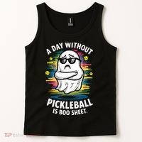Funny Ghost A Day Without Pickleball Is Boo Sheet Tank Top thumb 2