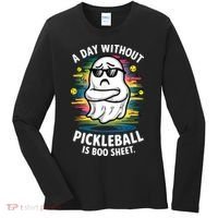 Funny Ghost A Day Without Pickleball Is Boo Sheet Women's Long Sleeve Shirt thumb 0