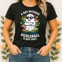 Funny Ghost A Day Without Pickleball Is Boo Sheet Women's T-Shirt thumb 2