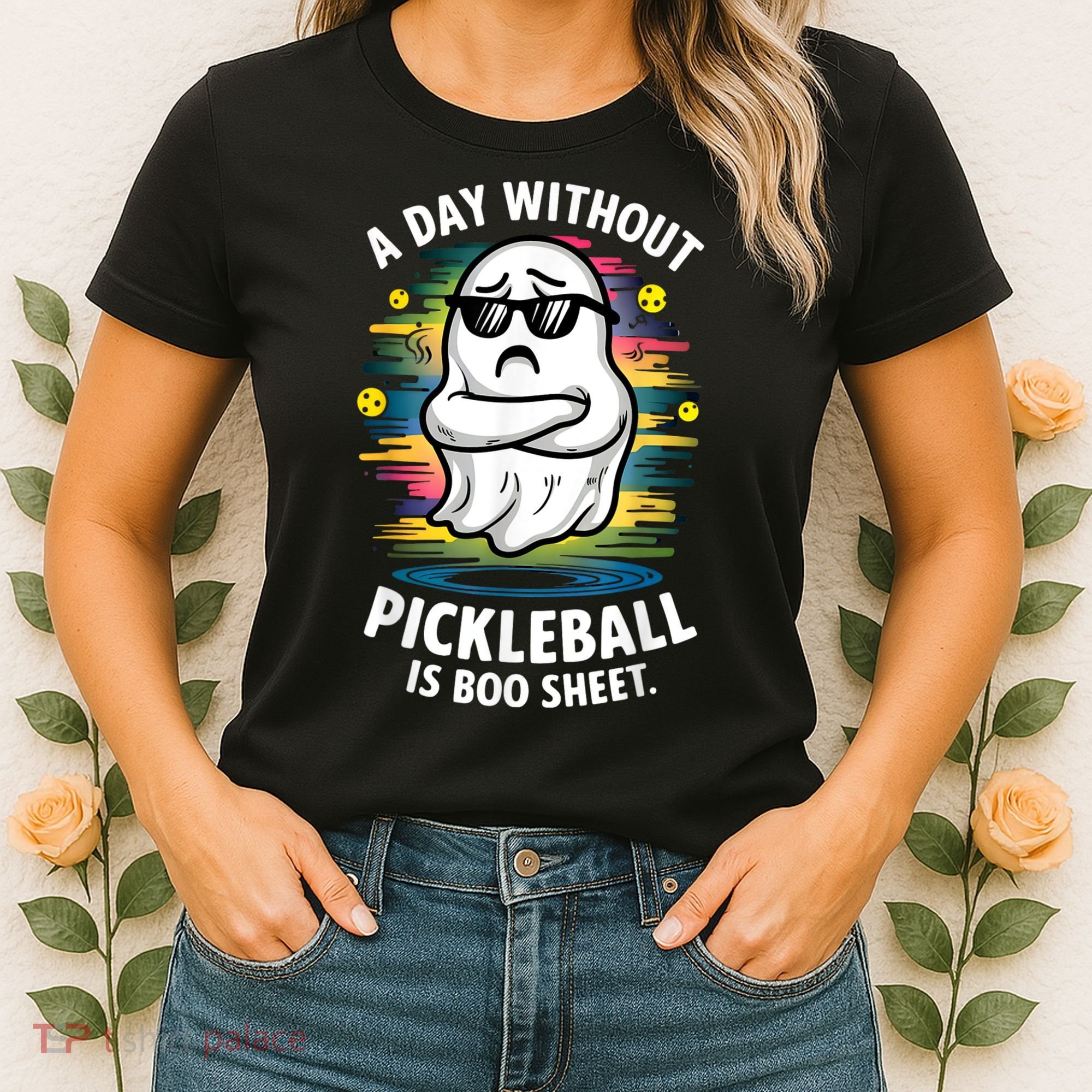 Funny Ghost A Day Without Pickleball Is Boo Sheet Women's T-Shirt