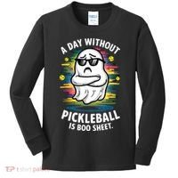 Funny Ghost A Day Without Pickleball Is Boo Sheet Kids Long Sleeve Shirt thumb 0