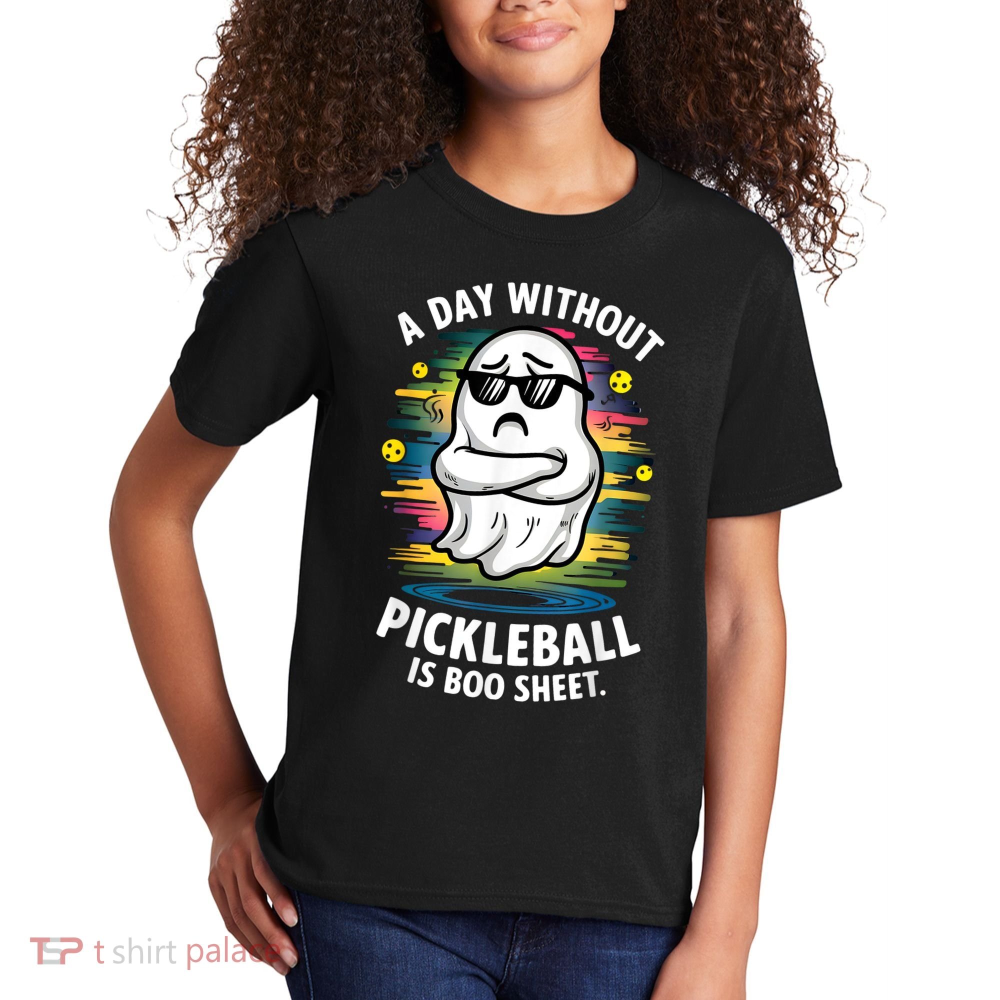 Funny Ghost A Day Without Pickleball Is Boo Sheet Kids T-Shirt