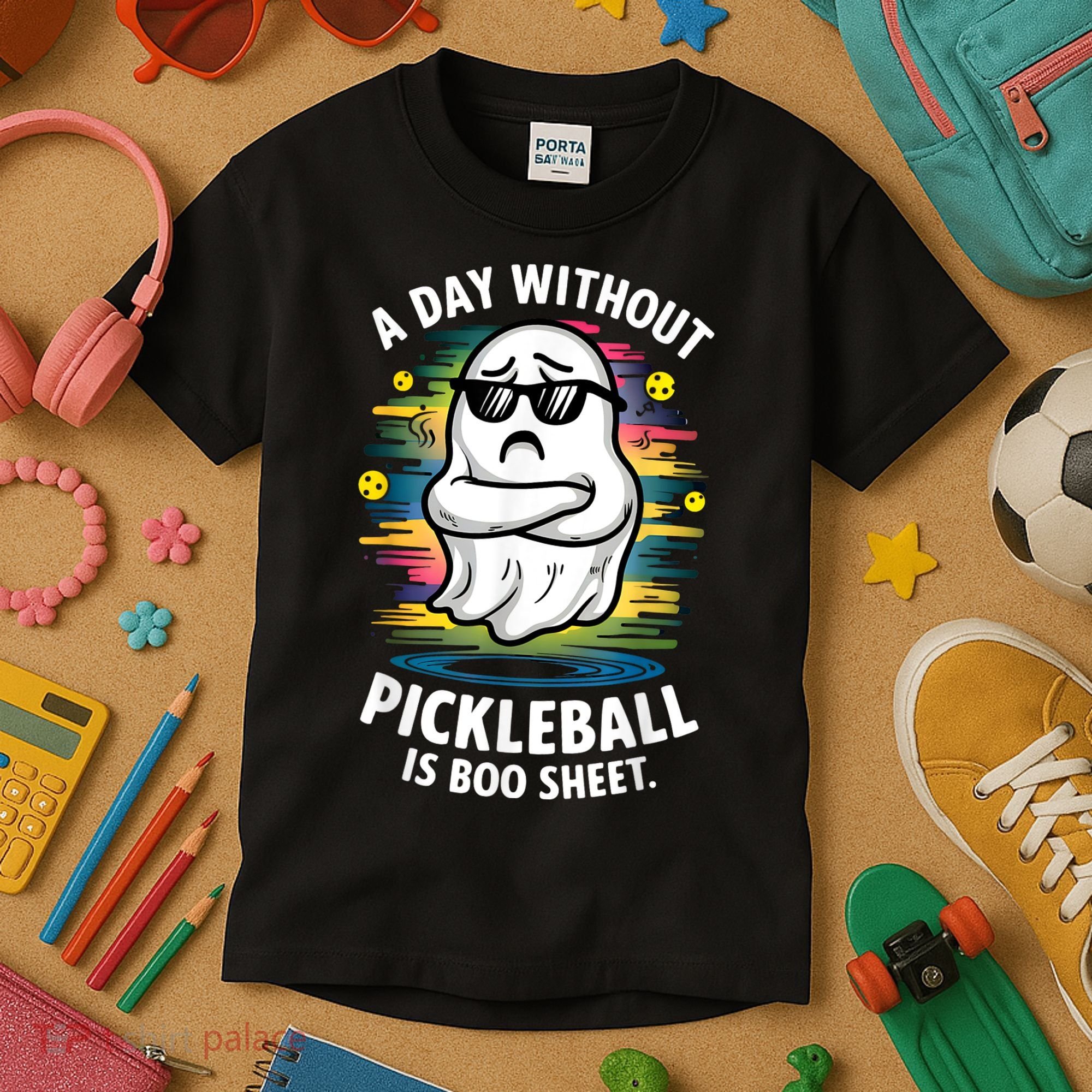 Funny Ghost A Day Without Pickleball Is Boo Sheet Kids T-Shirt