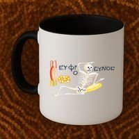 Funny Greek Be Cheerful Enjoy Your Life Skeleton Coffee Mug thumb 2