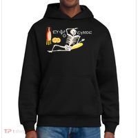Funny Greek Be Cheerful Enjoy Your Life Skeleton District V.I.T. Heavyweight Hoodie thumb 0