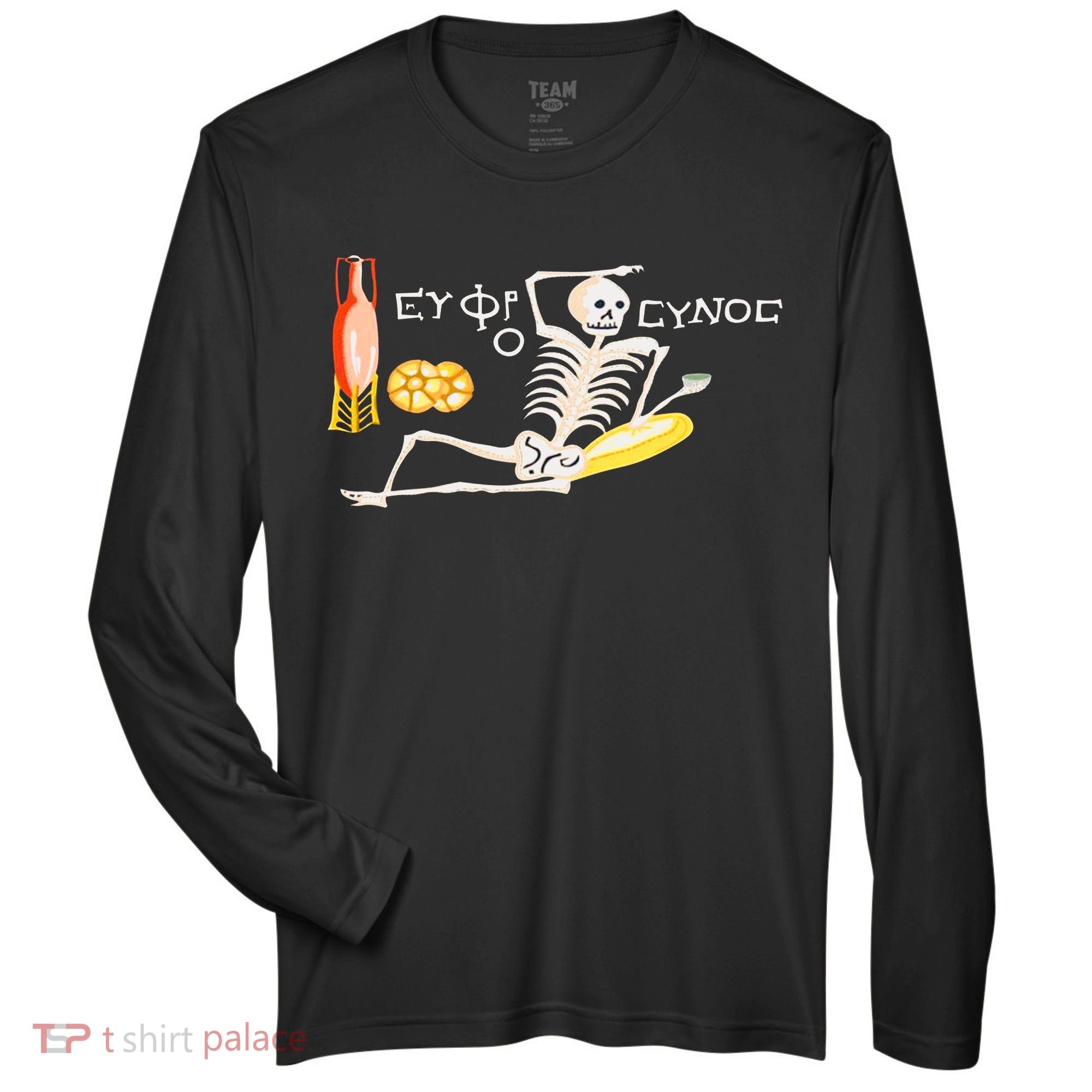 Funny Greek Be Cheerful Enjoy Your Life Skeleton Zone Performance Long-Sleeve T-Shirt
