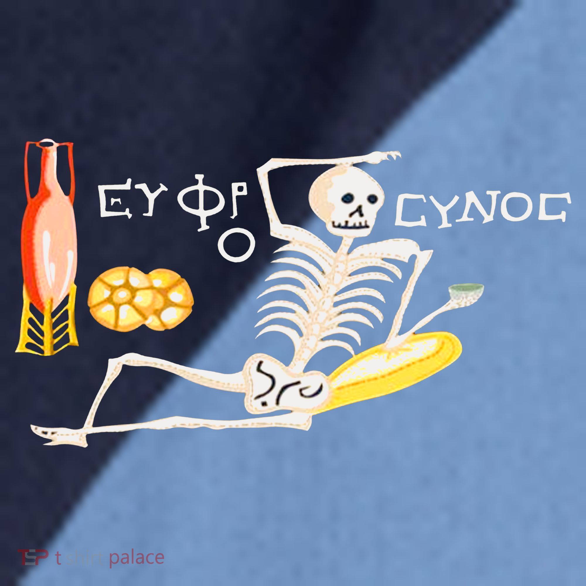 Funny Greek Be Cheerful Enjoy Your Life Skeleton Raglan Baseball Sleeve Shirt