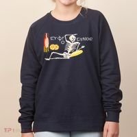 Funny Greek Be Cheerful Enjoy Your Life Skeleton Women's Sweatshirt thumb 0