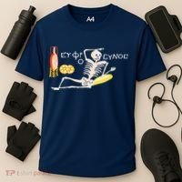 Funny Greek Be Cheerful Enjoy Your Life Skeleton Cooling Performance Crew T-Shirt thumb 3
