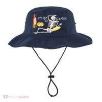 Funny Greek Be Cheerful Enjoy Your Life Skeleton Bucket Hat thumb 0