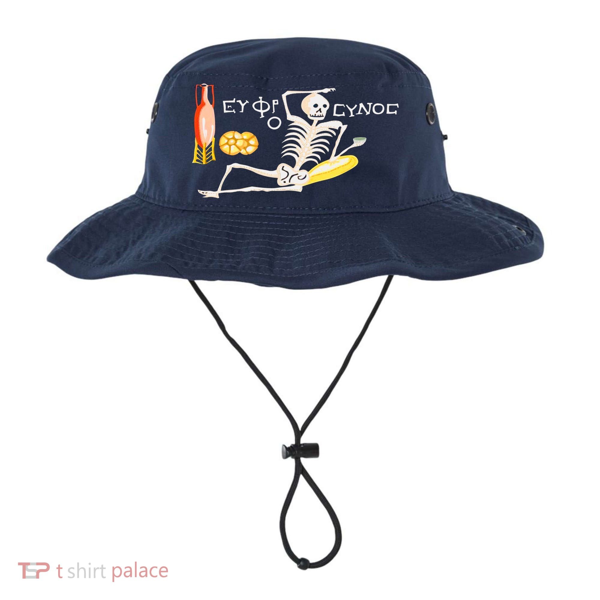 Funny Greek Be Cheerful Enjoy Your Life Skeleton Bucket Hat