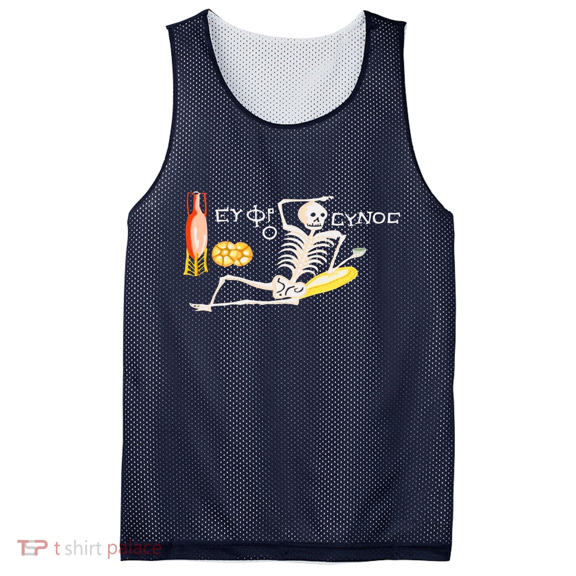 Funny Greek Be Cheerful Enjoy Your Life Skeleton Mesh Reversible Basketball Jersey Tank
