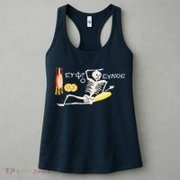 Funny Greek Be Cheerful Enjoy Your Life Skeleton Women's Tank Top thumb 3