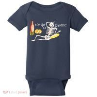 Funny Greek Be Cheerful Enjoy Your Life Skeleton Baby Bodysuit thumb 0