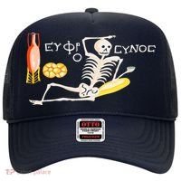 Funny Greek Be Cheerful Enjoy Your Life Skeleton Hat thumb 0
