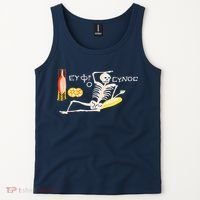 Funny Greek Be Cheerful Enjoy Your Life Skeleton Tank Top thumb 2