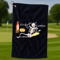 Funny Greek Be Cheerful Enjoy Your Life Skeleton Golf Towel thumb 1