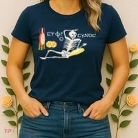 Funny Greek Be Cheerful Enjoy Your Life Skeleton Women's T-Shirt thumb 2