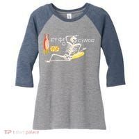 Funny Greek Be Cheerful Enjoy Your Life Skeleton Women's Tri-Blend 3/4-Sleeve Raglan Shirt thumb 0