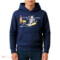 Funny Greek Be Cheerful Enjoy Your Life Skeleton Kids Hoodie thumb 4