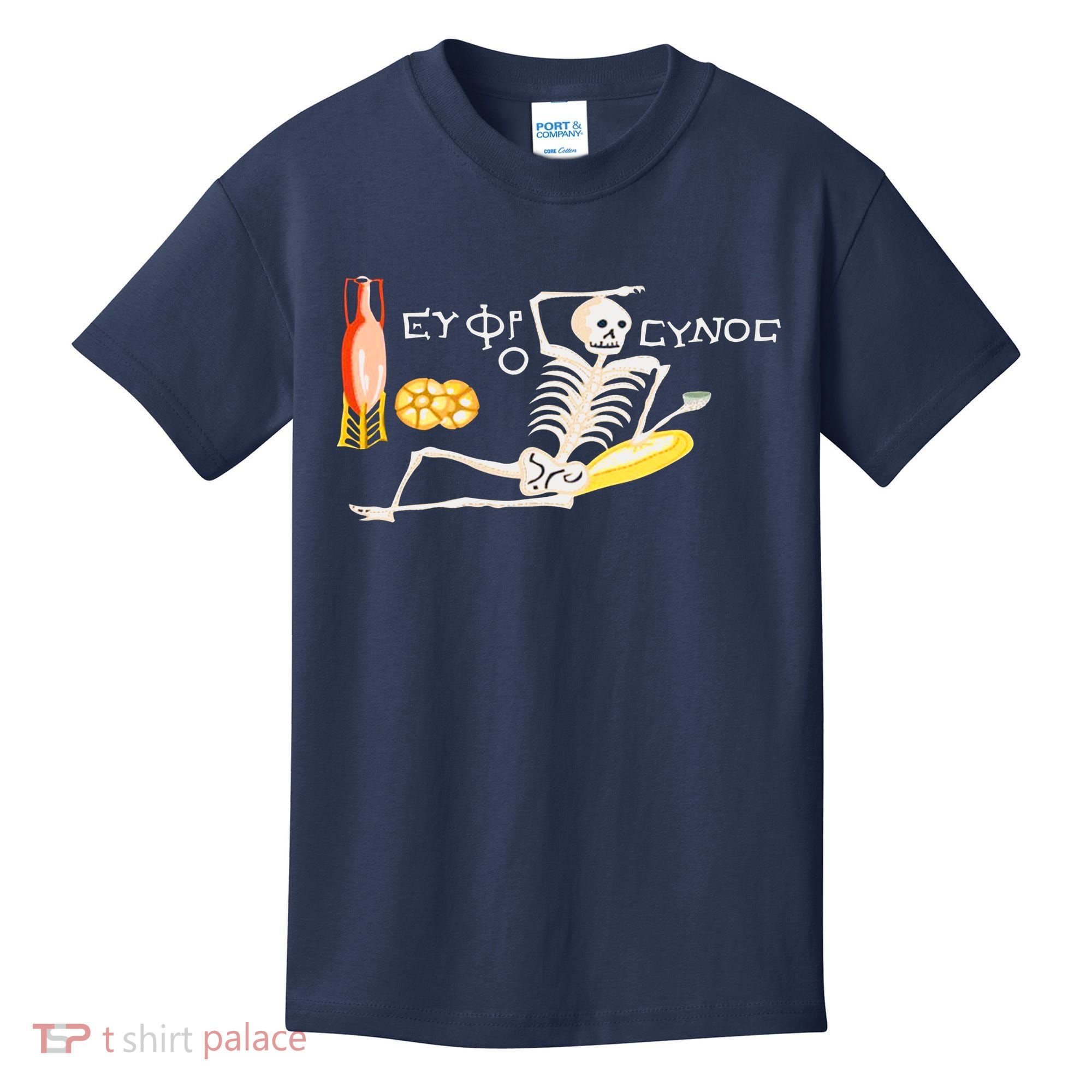 Funny Greek Be Cheerful Enjoy Your Life Skeleton Kids T-Shirt