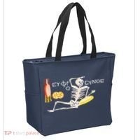 Funny Greek Be Cheerful Enjoy Your Life Skeleton Tote Bag thumb 2