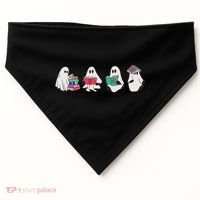 Funny Ghost Book Reading Halloween Books Lover Teacher USA-Made Doggie Bandana thumb 0