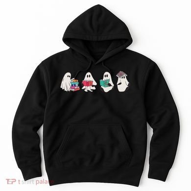 Funny Ghost Book Reading Halloween Books Lover Teacher Hoodie