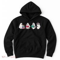 Funny Ghost Book Reading Halloween Books Lover Teacher Hoodie thumb 0