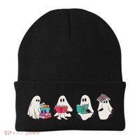 Funny Ghost Book Reading Halloween Books Lover Teacher Beanie thumb 0