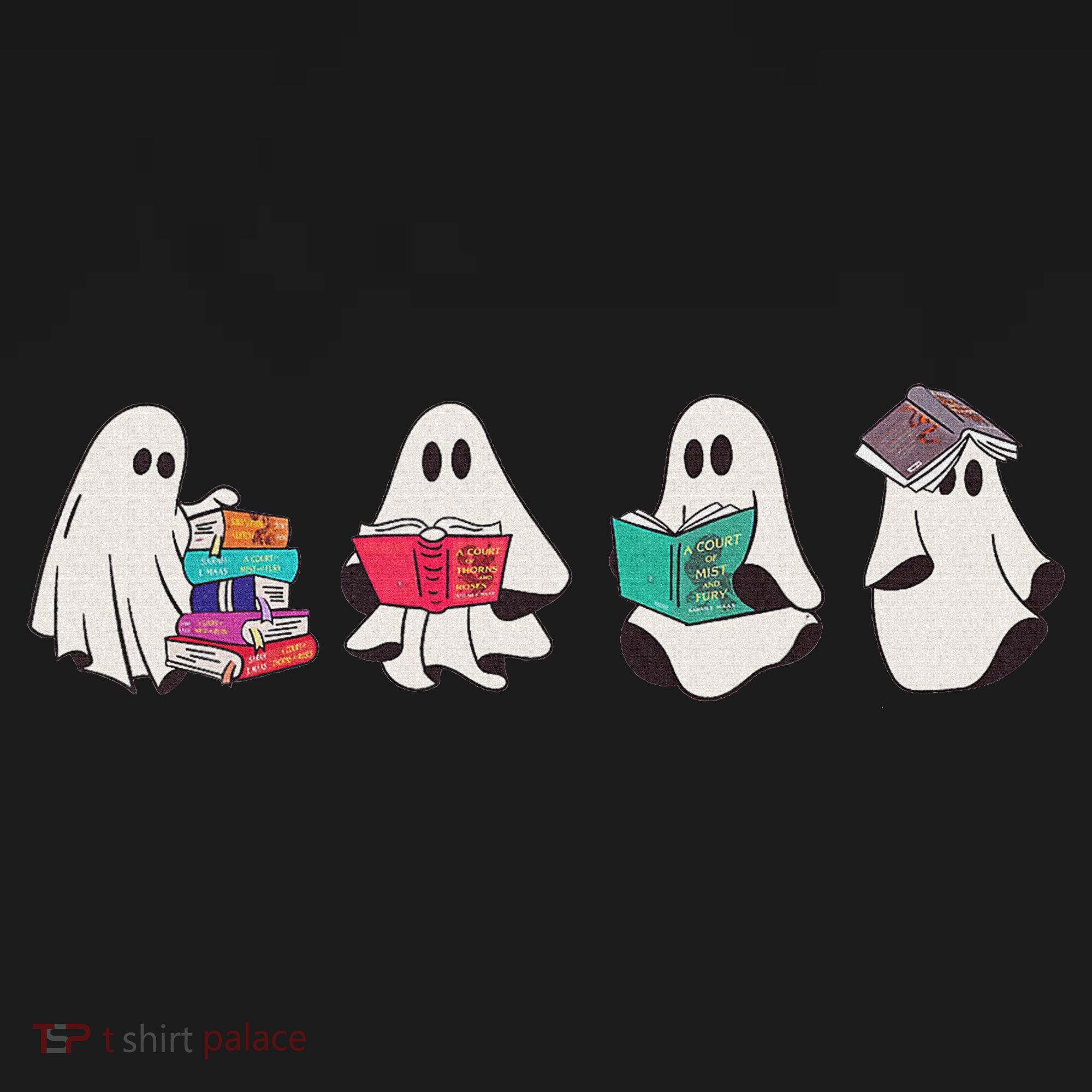 Funny Ghost Book Reading Halloween Books Lover Teacher Women's Hoodie