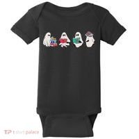 Funny Ghost Book Reading Halloween Books Lover Teacher Baby Bodysuit thumb 0
