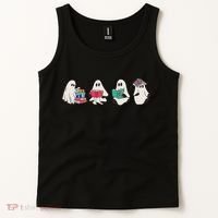 Funny Ghost Book Reading Halloween Books Lover Teacher Tank Top thumb 2