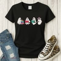 Funny Ghost Book Reading Halloween Books Lover Teacher Women's T-Shirt thumb 3