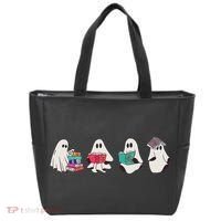 Funny Ghost Book Reading Halloween Books Lover Teacher Tote Bag thumb 0